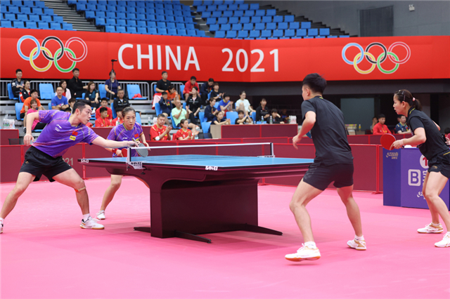 中国乒乓球队备战奥运会热身赛南海新区开赛